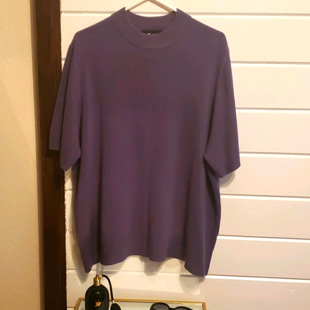 SAG HARBOR Plum color, short sleeve sweater